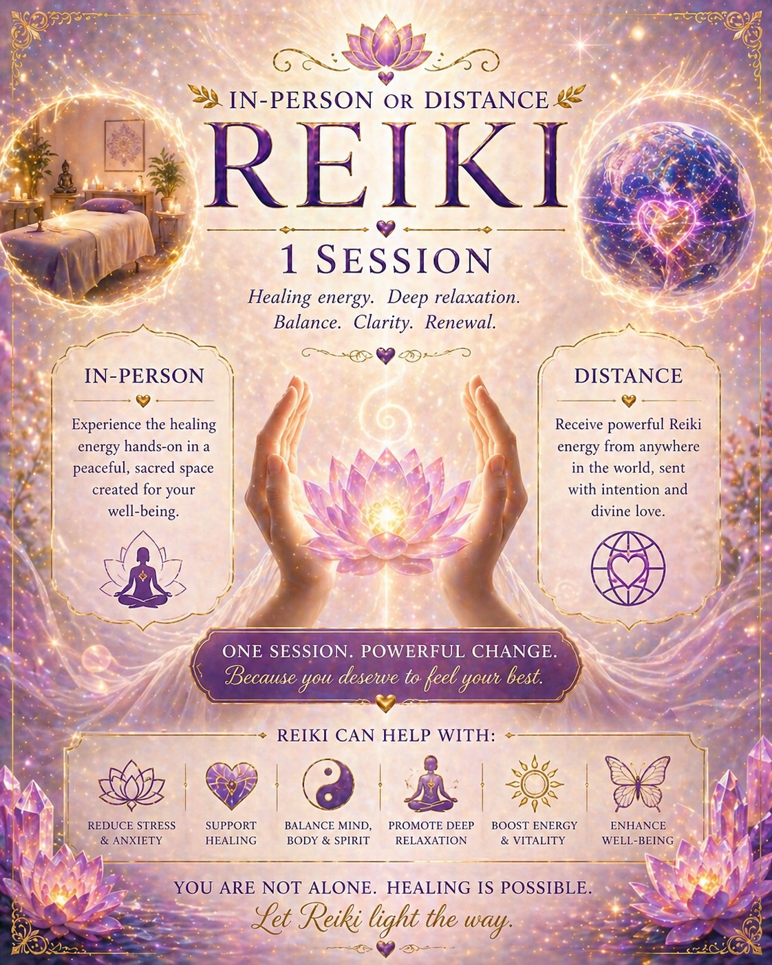In-Person or Distance Reiki -- 1 Session