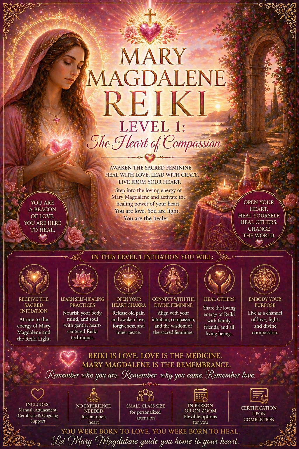 🌹 Mary Magdalene Reiki – Level 1: The Heart of Compassion -  Closed at this moment